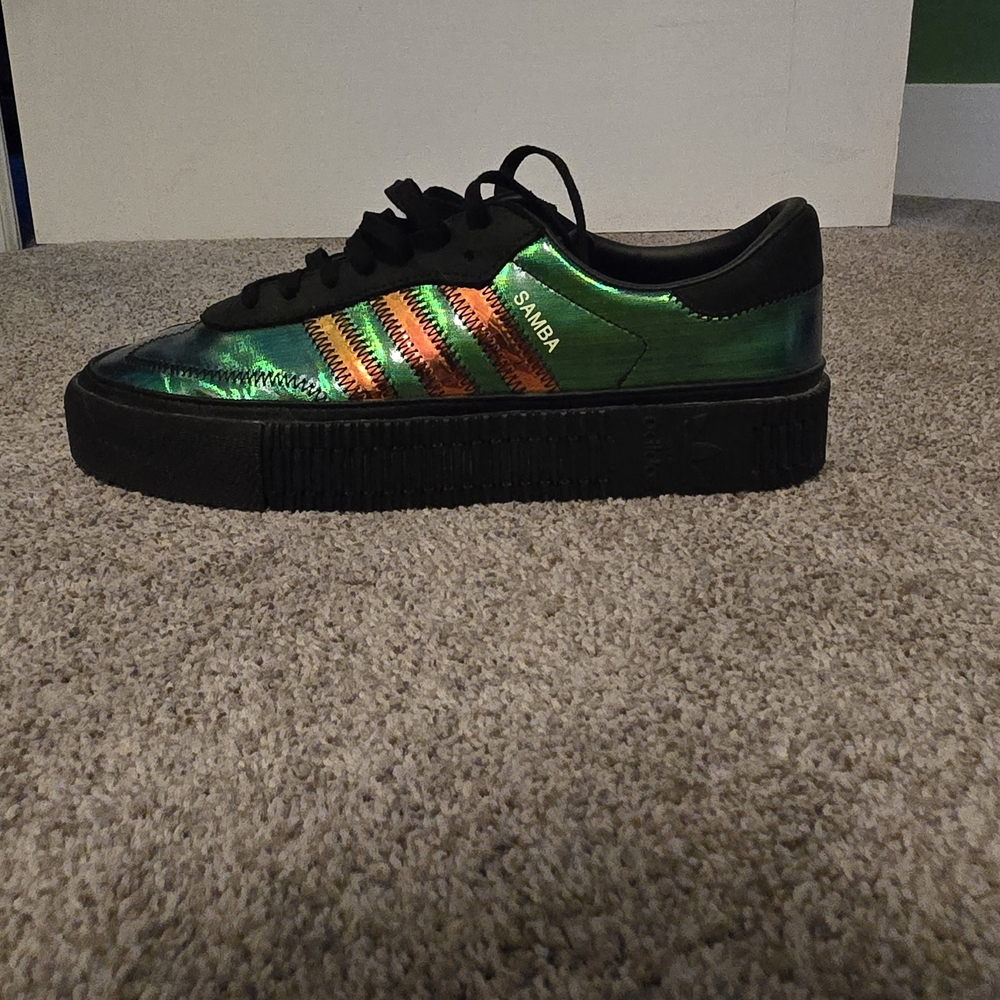 Adidas Samba Iridescent Green and Orange Sneakers